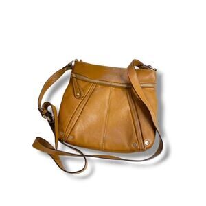 Tignanello Brown Pebbled Leather Crossbody Bag Organizational Boho Style